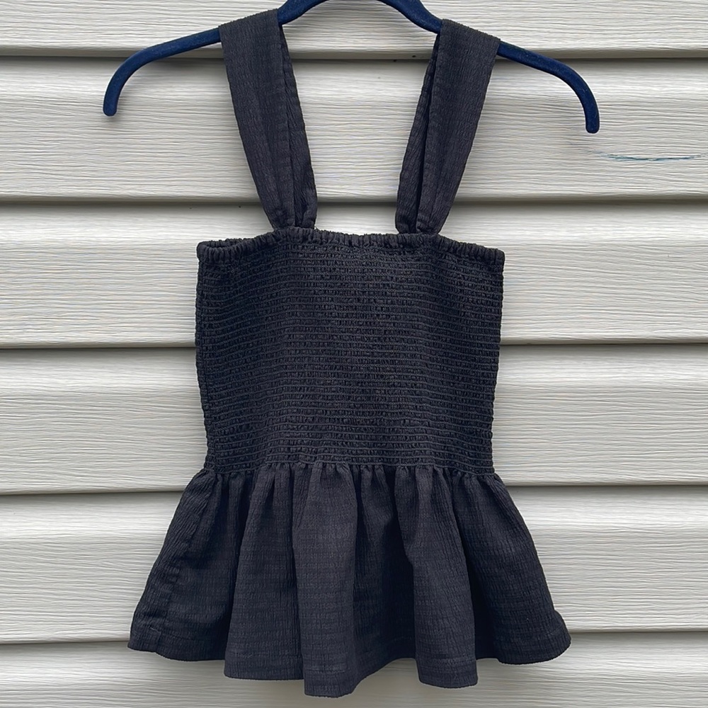 Madewell Black Peplum Smocked Tank Top